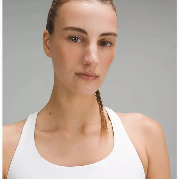 Size 8 White Lululemon Energy Longline Bra Medium Support - Picture 3 of 6